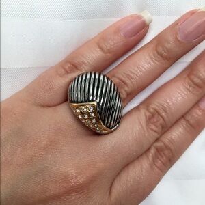 Ion plated gold & Austrian Crystal SS ring
